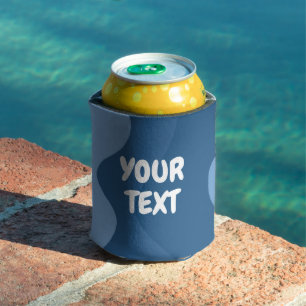 CUSTOM Blue Waves Curves Cute Colourful Striped  Can Cooler