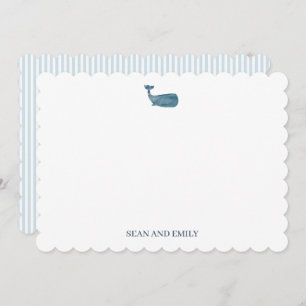 Custom Blue Whale Logo Nautical Stationary Thank You Card