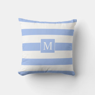 Custom Blue White Awning Stripes Outdoor Cushion