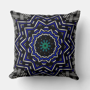 Custom Blue White Black Star Lattice Pillow