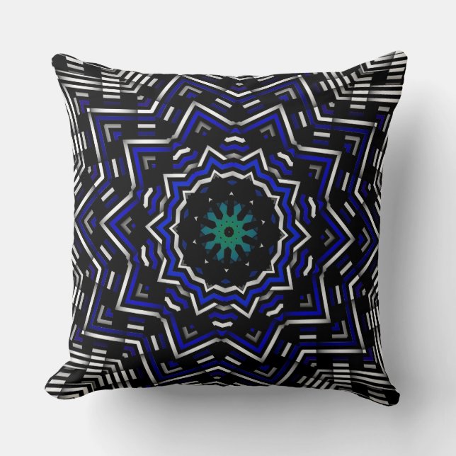 Custom Blue White Black Star Lattice Pillow (Front)