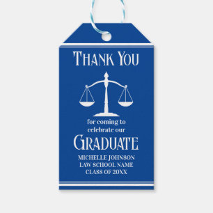 Custom Blue White Law School Graduation Party Gift Tags