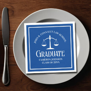 Custom Blue White Law School Graduation Party Napkin