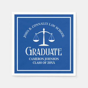 Custom Blue White Law School Graduation Party Napkin