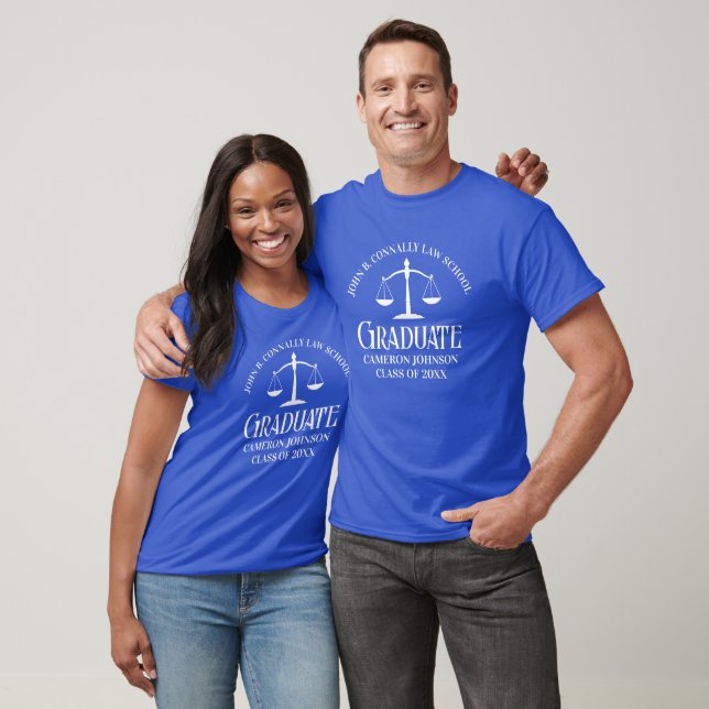 Custom Blue White Law School Graduation T-Shirt (Unisex)