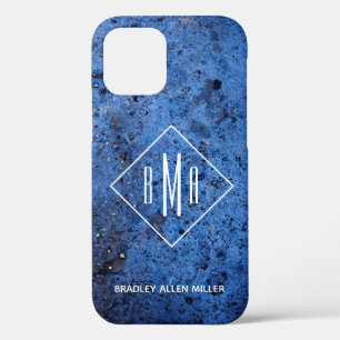 Custom Blue White Monogram Personalised iPhone 12 Case