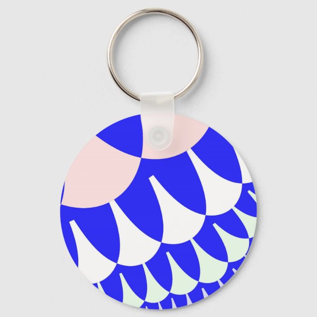 Custom Blue White Scales Keychain (Front)