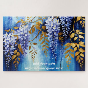 Custom Blue Wisteria Inspirational Quote Jigsaw Puzzle