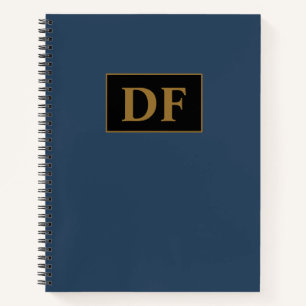 Custom Blue With Gold Initials Notebook