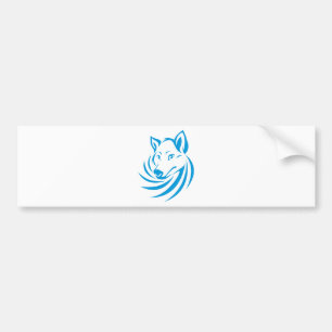 Custom Blue Wolf Logo Bumper Sticker