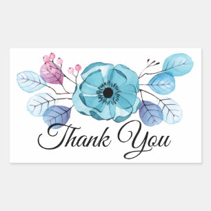 Custom Blue X-Ray Flower Thank You Rectangular Sticker