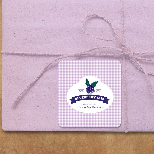 Custom•Blueberry Jam DIY Canning Square Sticker (Creator Uploaded)