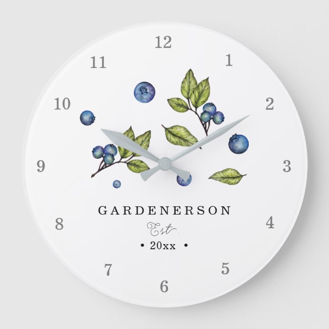 Custom Blueberry  Large Clock (Front)