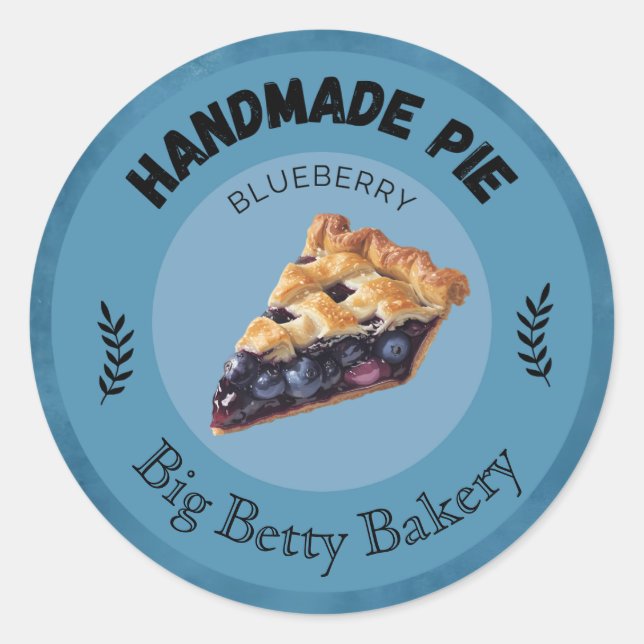 Custom Blueberry Pie Labels | Personalised Bakery  (Front)