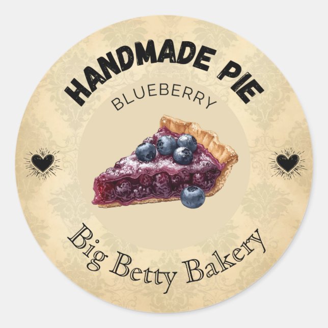 Custom Blueberry Pie Labels | Personalised Bakery  (Front)