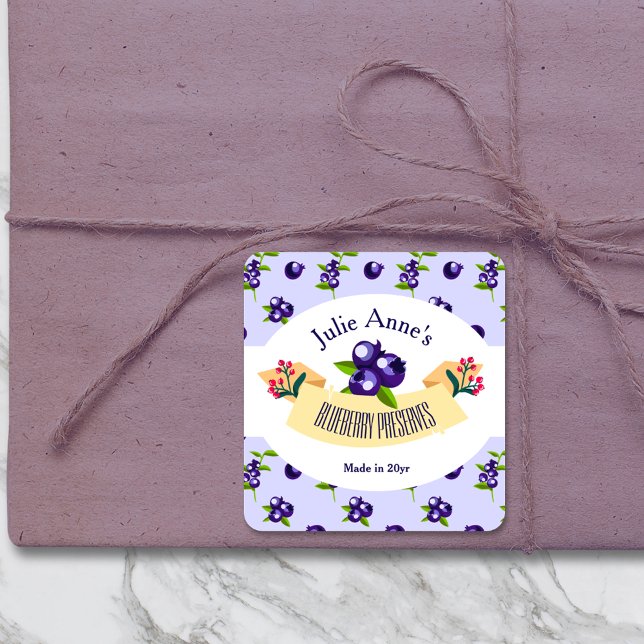 Custom•Blueberry Preserves DIY Canning Square Sticker (Creator Uploaded)