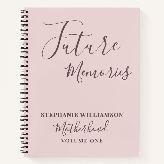 Custom Blush Pink Motherhood Elegant Calligraphy  Notebook (Front)