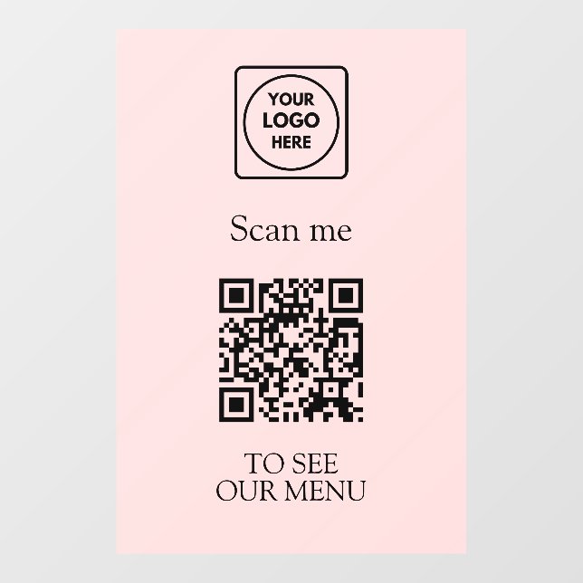 Custom Blush Pink QR Menu | Modern Logo Display (Sheet)