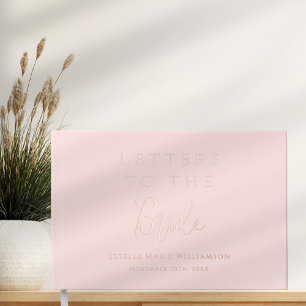 Custom Blush Pink Rose Gold Letters to the Bride Guest Book