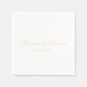Custom blush pink Script Couple Name Date Wedding Napkin