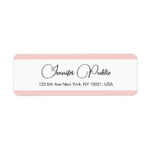 Custom Blush Pink Typography Name Return Address Label