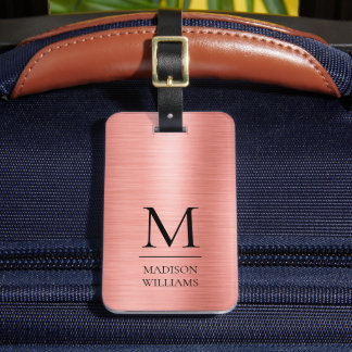 Custom Blush Salmon Pink Gold Glitter Texture Luggage Tag