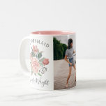 Custom Blush Watercolor Floral Photo Bridesmaid Two-Tone Coffee Mug<br><div class="desc">Custom Blush Watercolor Floral Photo Bridesmaid Mug.</div>
