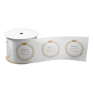 Custom Blushing Romance: Roses & Baby’s Breathe Satin Ribbon