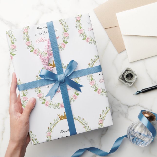 Custom Blushing Romance: Roses & Baby’s Breathe Wrapping Paper (Gifting)