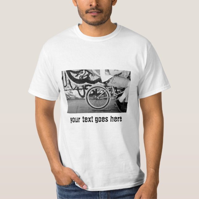 custom BMX bike skate park graffiti black graphic T-Shirt (Front)