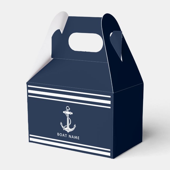 Custom Boat Anchor and Name Nautical Favour Box (Back Side)