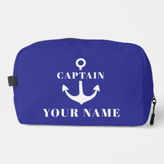 Custom Boat Captain Anchor Blue Dopp Kit (Front)