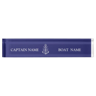 Custom boat captain name navy nautical sailor   nameplate