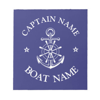 Custom boat captain name navy nautical sailor   notepad