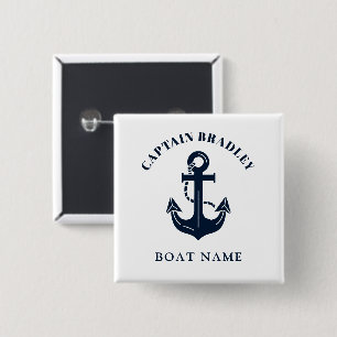 Custom Boat Name and Captain Nautical Identity 15 Cm Square Badge