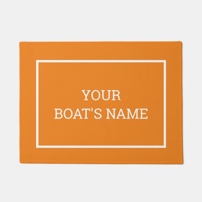 Custom boat name dock mat orange (Front)