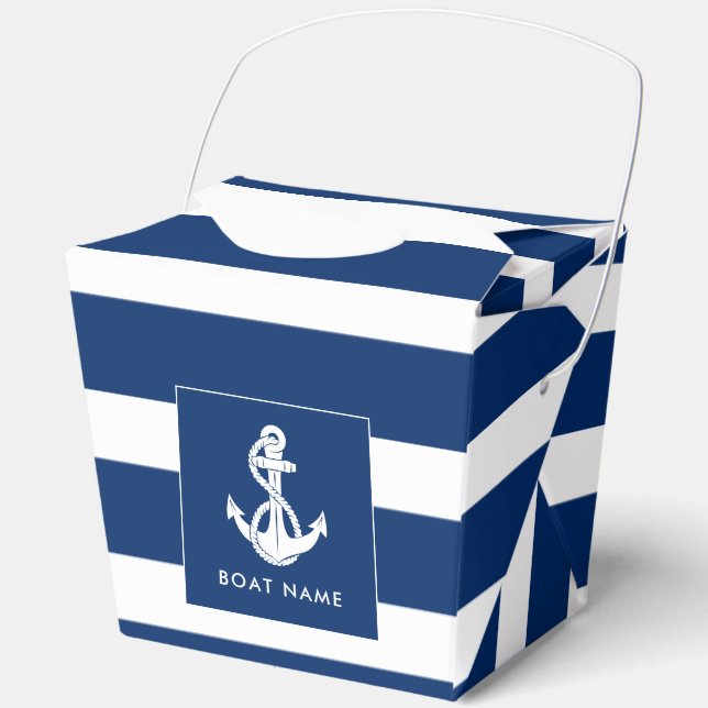 Custom Boat Name Nautical Anchor Coastal Favour Box (Front)