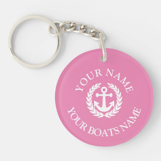 Custom boat name nautical anchor keychain (Front)