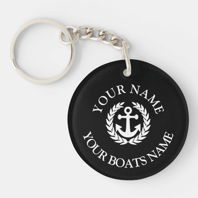 Custom boat name nautical anchor keychain (Front)