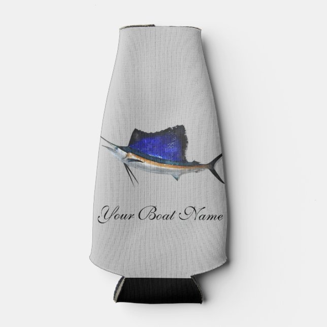 Custom Boat Name Sailfish Bottle Cooler (Front)