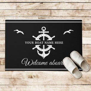 Custom Boat Name Ship’s Wheel Anchor Nautical Doormat
