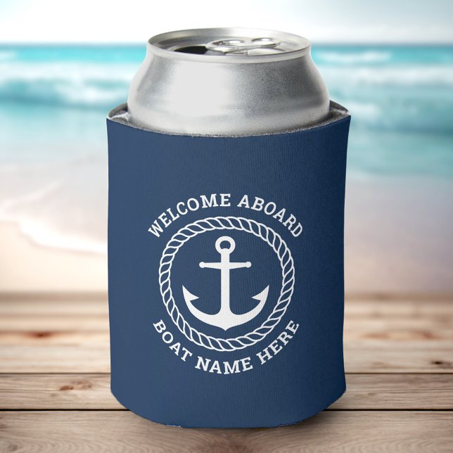 Custom boat name welcome aboard anchor and rope can cooler (Creator Uploaded)