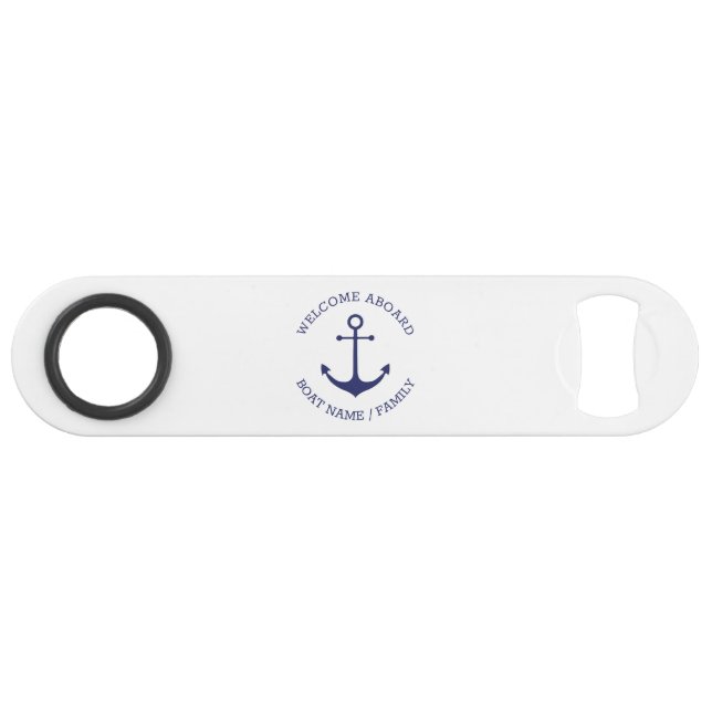 Custom Boat name Welcome Aboard nautical anchor (Front (Horizontal))