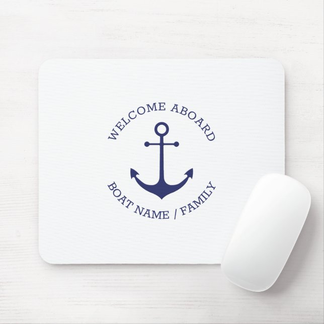 Custom Boat name Welcome Aboard nautical anchor Mouse Pad (With Mouse)