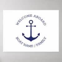 Custom Boat name Welcome Aboard nautical anchor