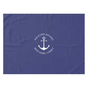 Custom Boat name Welcome Aboard nautical anchor Tablecloth