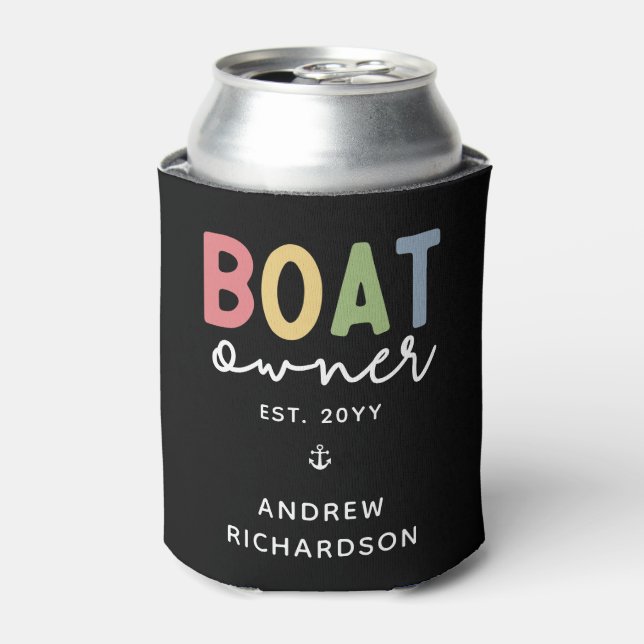 Custom Boat Owner established New Boat Owner Gift Can Cooler (Can Front)