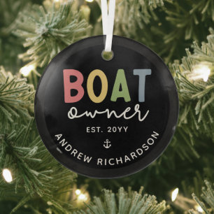 Custom Boat Owner established New Boat Owner Gift Glass Tree Decoration