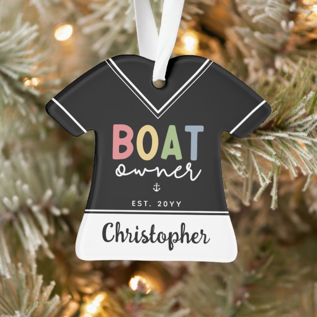 Custom Boat Owner established New Boat Owner Gift Ornament (Tree)