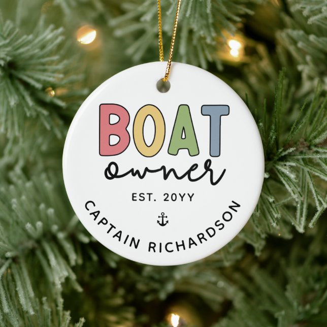 Custom Boat Owner established New Boat Owner Gifts Ceramic Ornament (Tree)